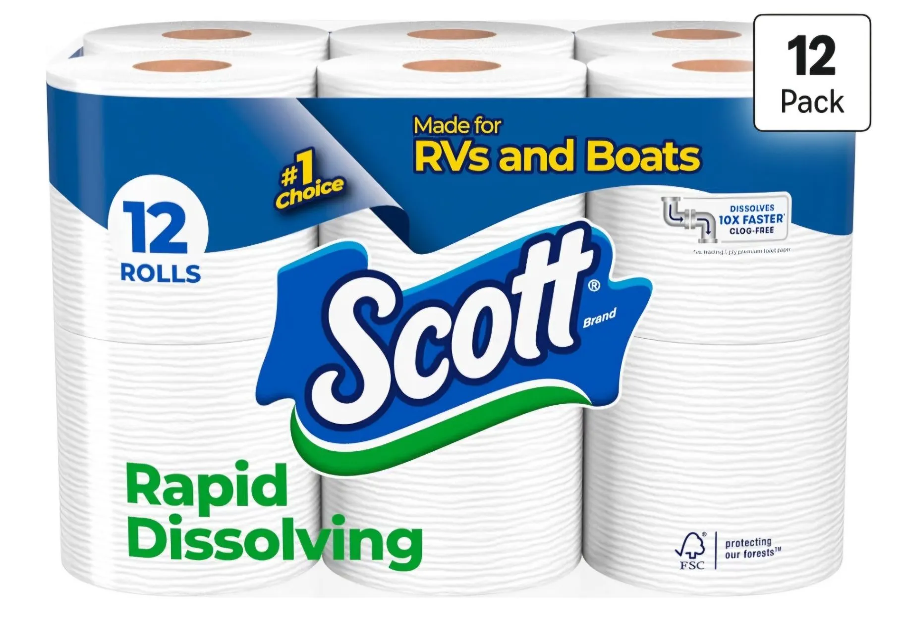Scott RV/Marine Toilet Paper (12 Rolls)